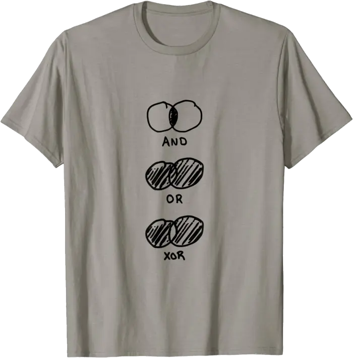 And, Or, and XOR (Exclusive OR) Venn Diagram T-Shirt