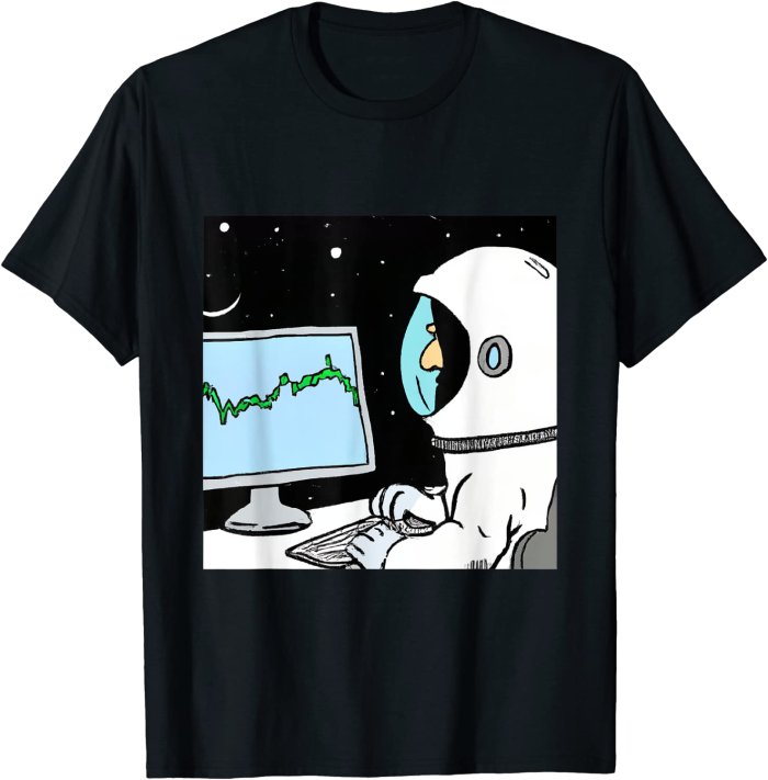 Astronaut on the Moon Checking Stock Prices T-Shirt