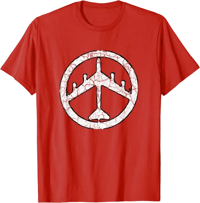 Bomber Plane in a Peace Sign T-Shirt