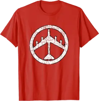 Bomber Plane in a Peace Sign T-Shirt