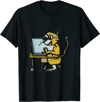 Cat Working on a Computer T-Shirt