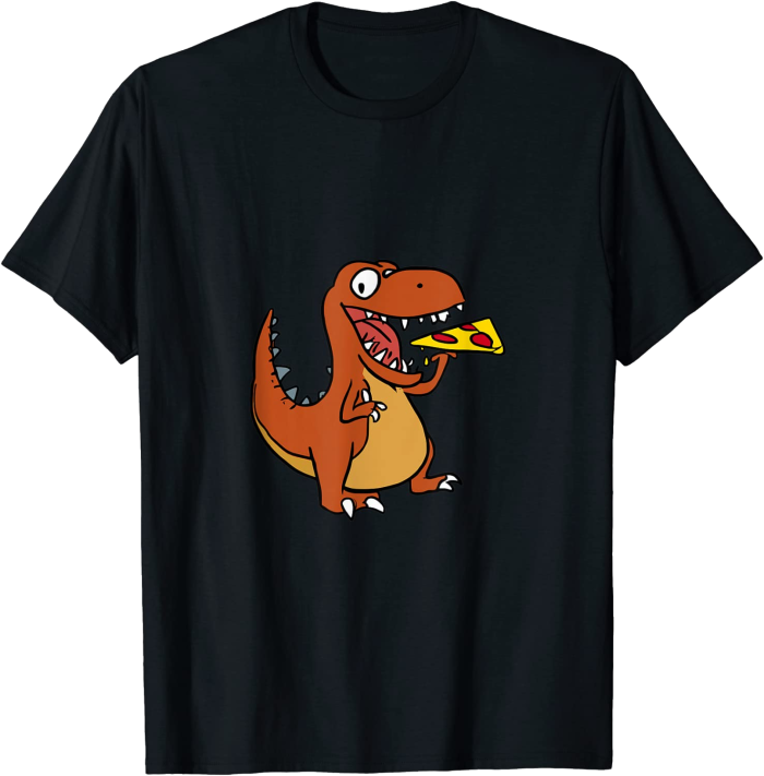 Cool Tyrannosaurus Rex Dinosaur Eating Pizza T-Shirt