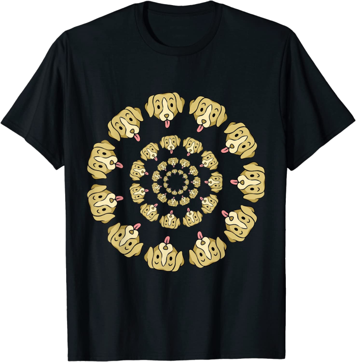 Cute Puppy Dog Faces in Concentric Circles Graphic Art T-Shirt