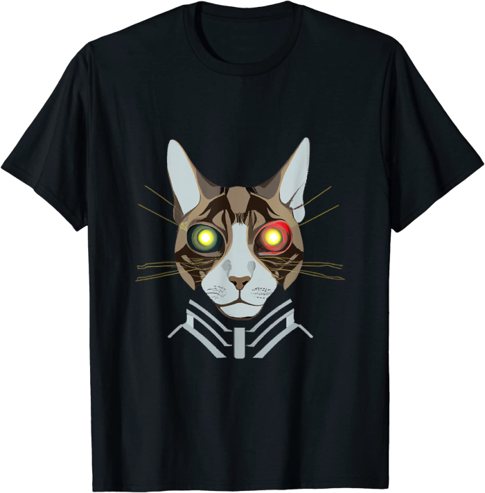 Cyborg Cat Portrait T-Shirt