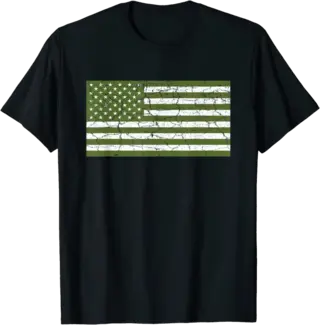 Olive Green American Flag T-Shirt