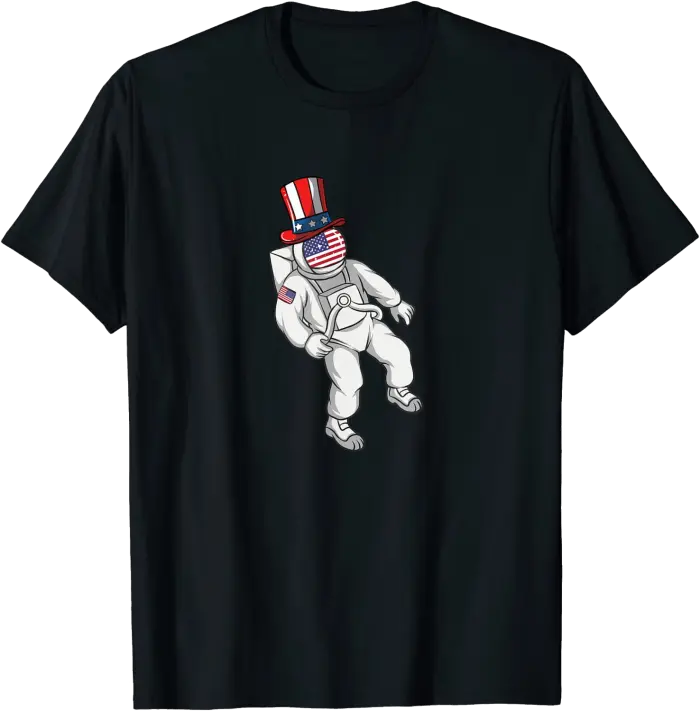 Patriotic Astronaut Looking at an American Flag T-Shirt
