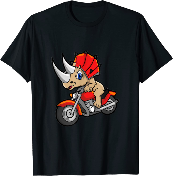 Triceratops on a Motorcycle T-Shirt